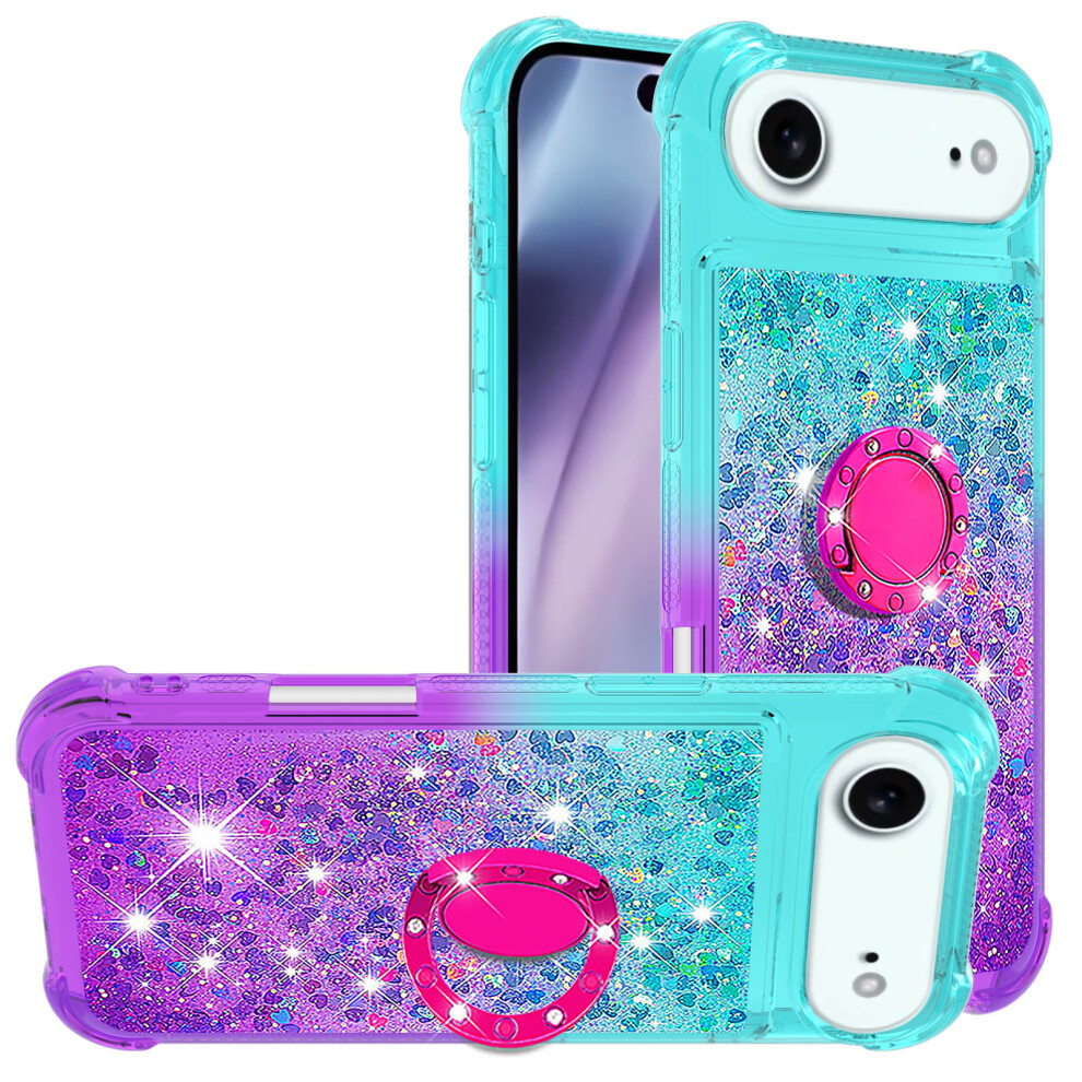 (+Purple) For Iphone Air Tpu Case With Kickstand Gradiant Quicksand Shockproof Cover Sky Blue/Purple 6914293747983