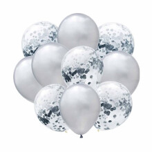 Silver Metallic Confetti Balloons Birthday 10-pack