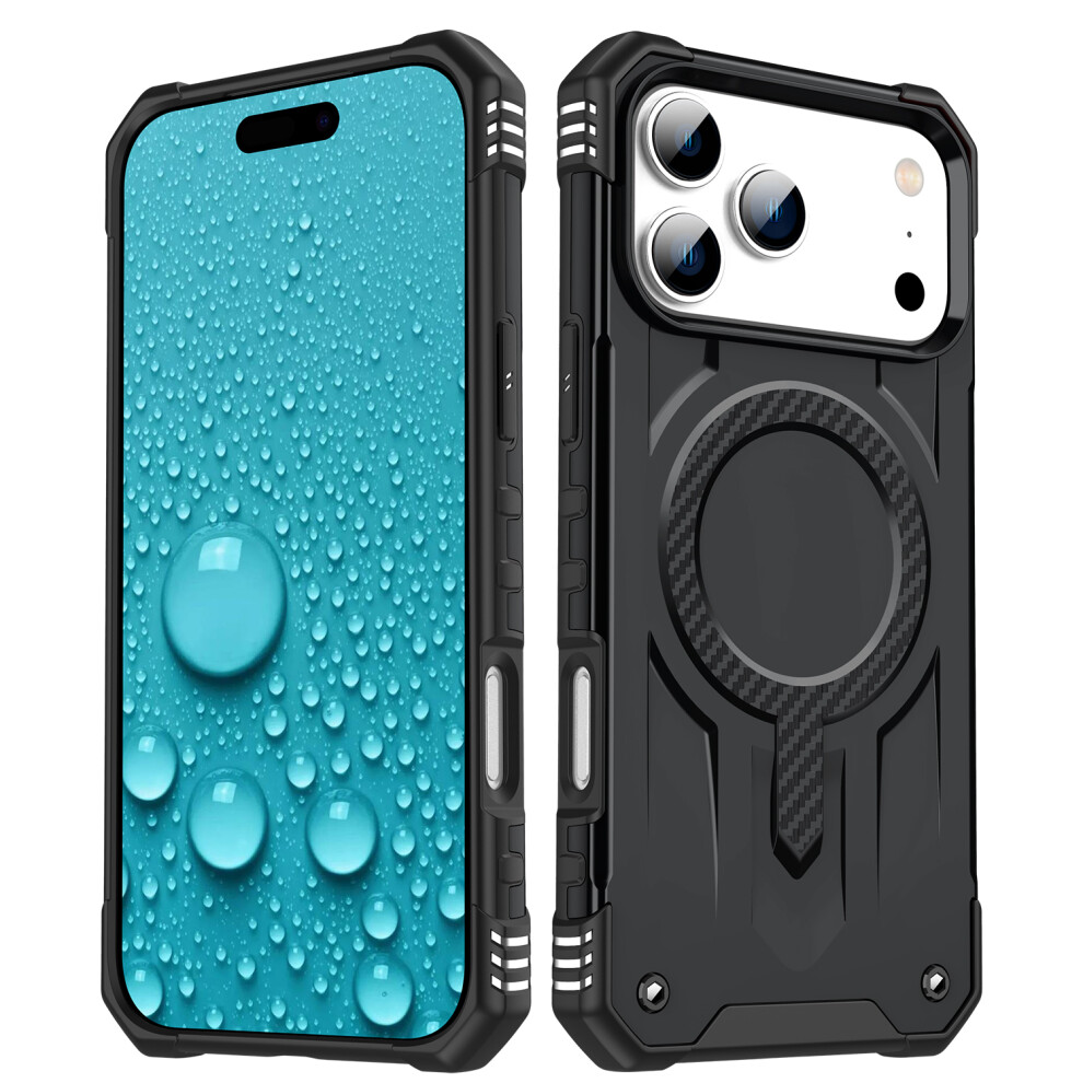 (Black) For Iphone 17 Pro Case Compatible With Magsafe Four Corner Airbags Pc + Tpu Phone Cover Black 6914299834557