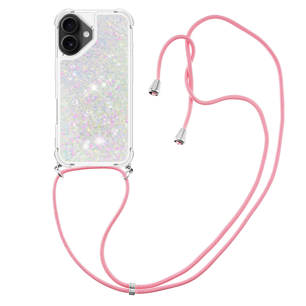 (Laser / Hearts) For Iphone 17 Tpu Case Quicksand Phone Cover With Lanyard 6914291704551
