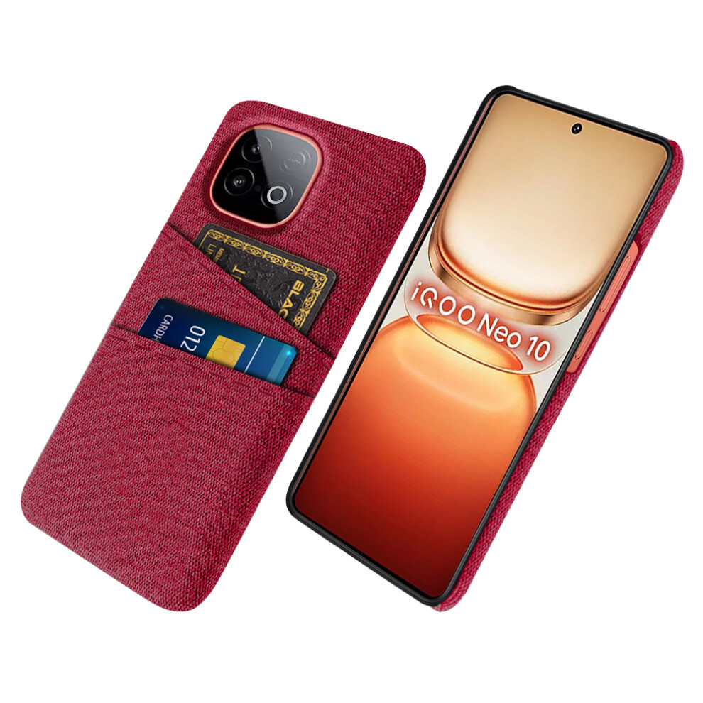(Red) For Vivo Iqoo Neo10 5G Case Cloth + Hard Pc Phone Cover With Dual Card Slots Red 6914298556764