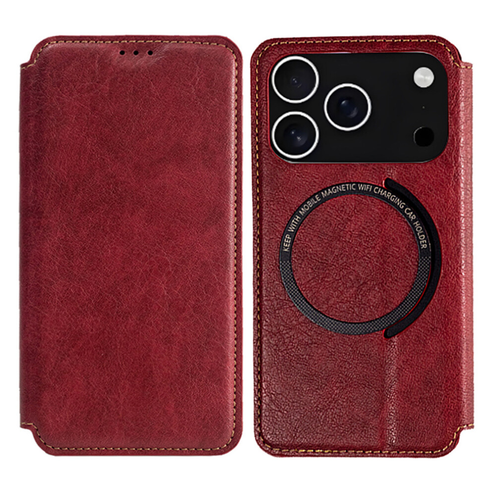 (Red) For Iphone 17 Pro Case Compatible With Magsafe Wallet Stand Leather Flip Phone Cover Red 6914298555613