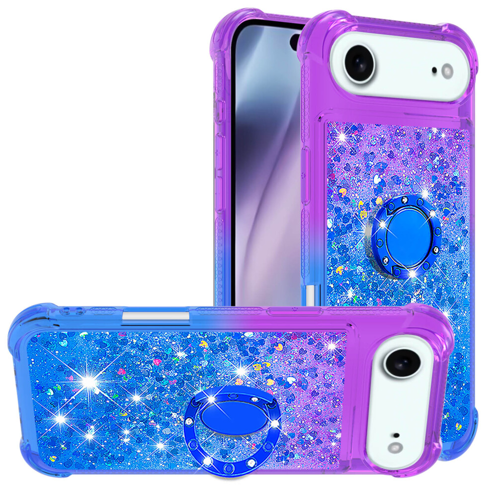 (Purple+Sky ) For Iphone Air Tpu Case With Kickstand Gradiant Quicksand Shockproof Cover Blue 6914297112657
