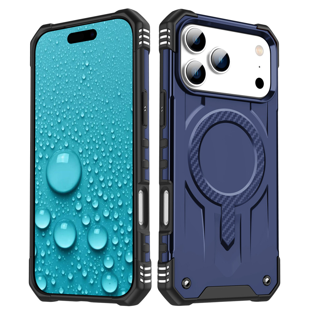 (Blue) For Iphone 17 Pro Case Compatible With Magsafe Four Corner Airbags Pc + Tpu Phone Cover Blue 6914290732012