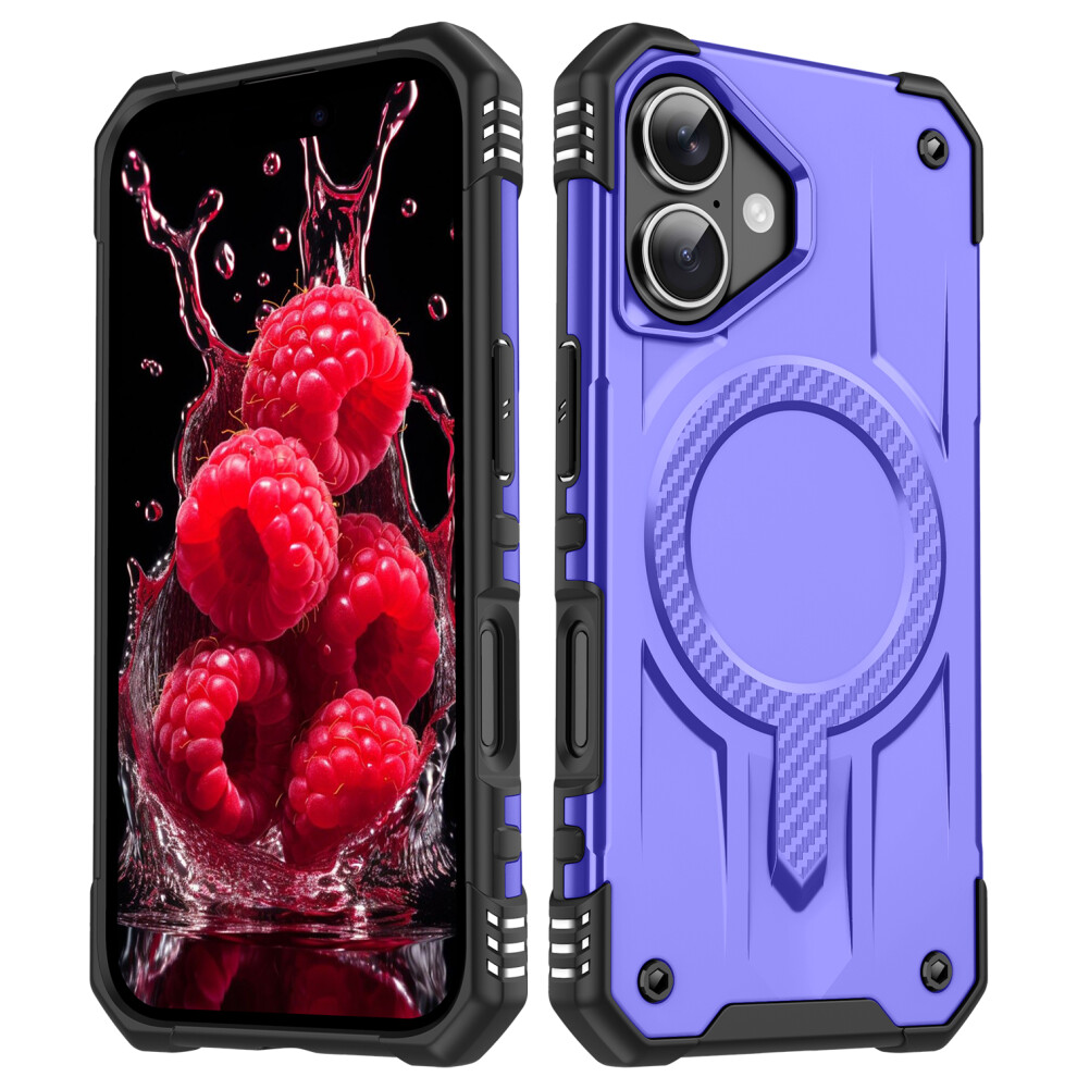 (Purple) For Iphone 17 Case Compatible With Magsafe Four Corner Airbags Pc + Tpu Phone Cover Purple 6914293178534