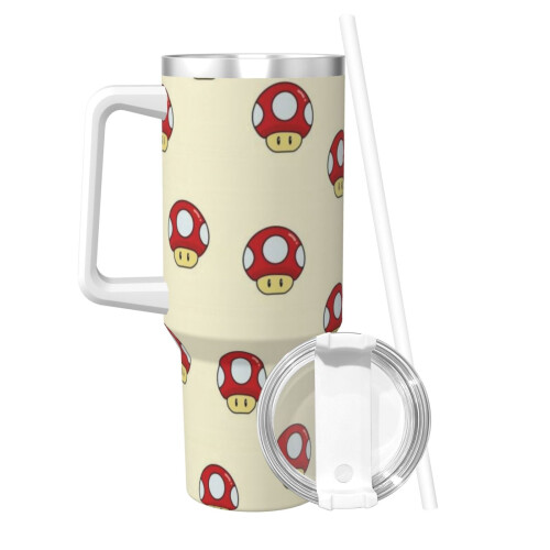 Εξατομικευμένο ποτήρι Mario 40oz με λαβή και καλαμάκι - Κύπελλο καφέ ταξιδιού από 1