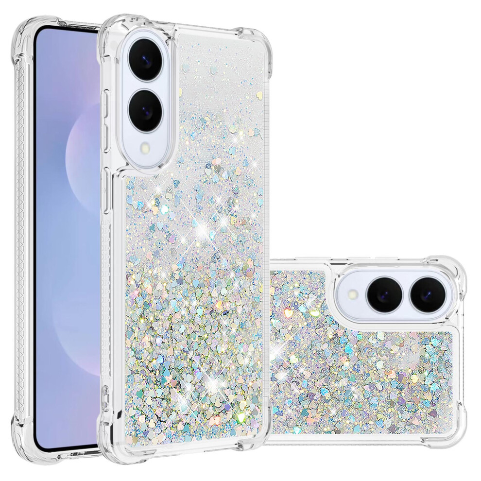 ( / Hearts) For Samsung Galaxy S25 Edge Tpu Case Glitter Quicksand Shockproof Phone Back Cover Silver 6914299798903