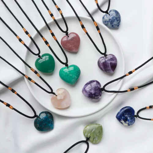 Ciondolo chakra a forma di cuore in quarzo e ossidiana (1 pezzo) 1