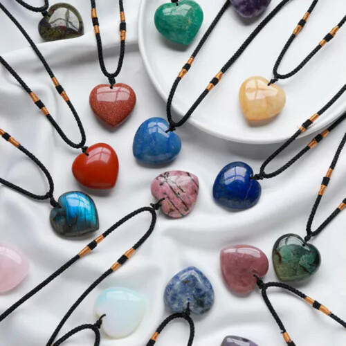 Ciondolo chakra a forma di cuore in quarzo e ossidiana (1 pezzo) 2