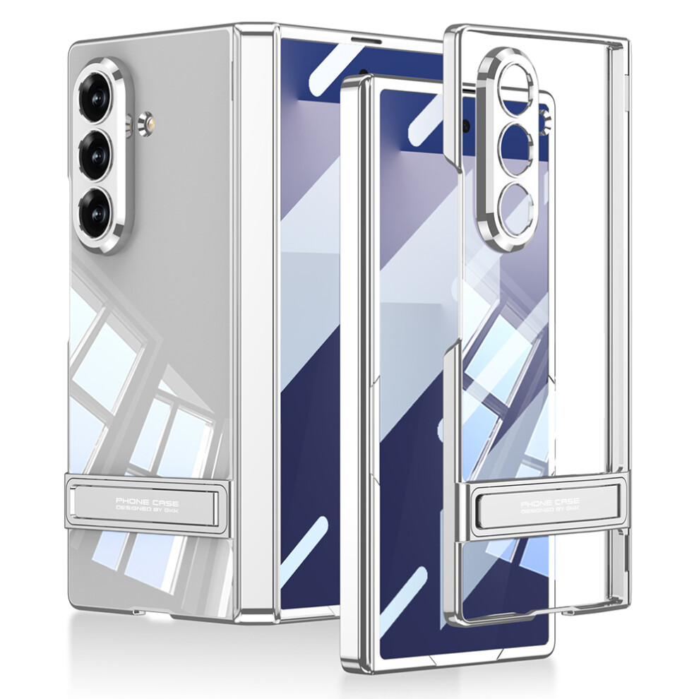 (Silver) Gkk For Samsung Galaxy Z Fold7 5G Case Magnetic Hinge Protection Pc Tempered Glass Kickstand Phone Cover Silver 6914296988420