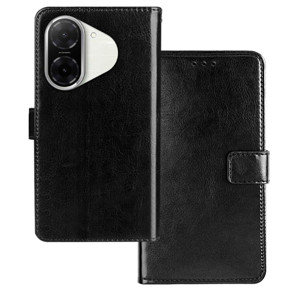 (Black) Idewei For Xiaomi Redmi A5 Nfc (Eu) (173.45Mm) Case Wallet Leather Phone Cover Crazy Horse Texture Black 6914290990931