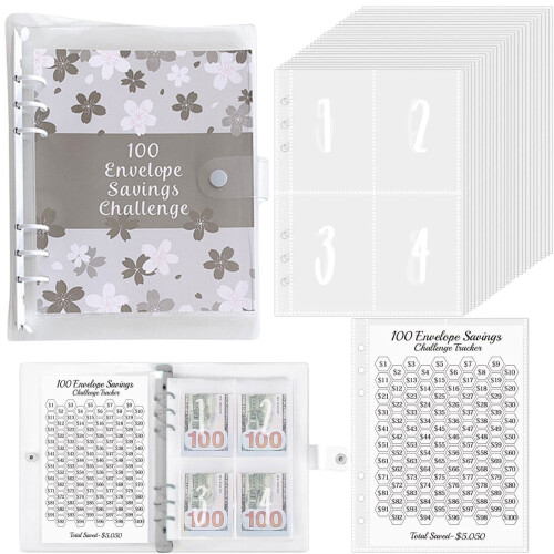 Alofun Savings Challenge Book with 100 Envelopes
