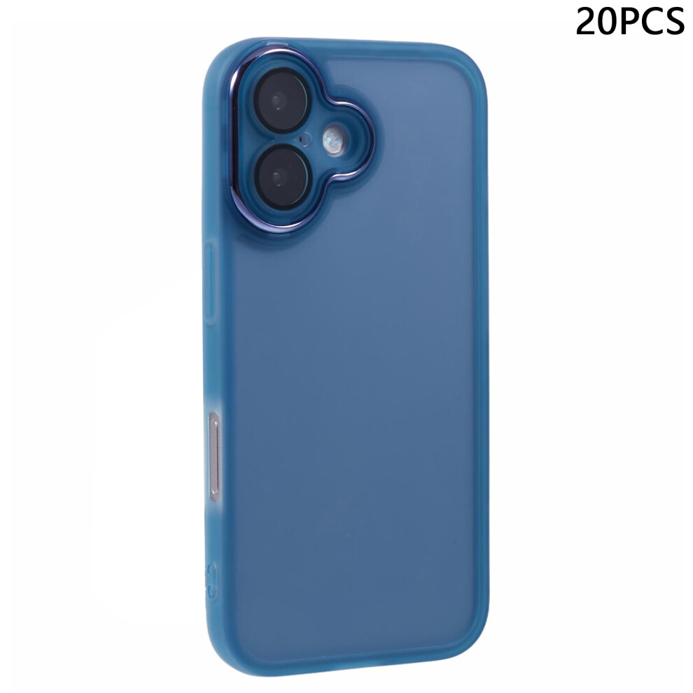 (Transparent ) Bulk Purchasing 20Pcs For Iphone 16 Case Electroplated Camera Frame Tpu Phone Cover Precise Cutouts Blue 6914298565377