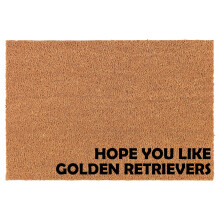 Tapete de fibra de coco natural com estampa de Golden Retriever, 61 x 40 cm