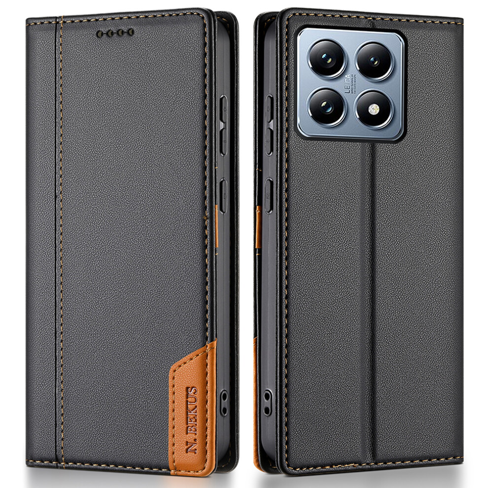 (Black) N.bekus P3 For Xiaomi 14T Pro Case Rfid Blocking Wallet Stand Pu Leather Flip Phone Cover Black 6914295102643