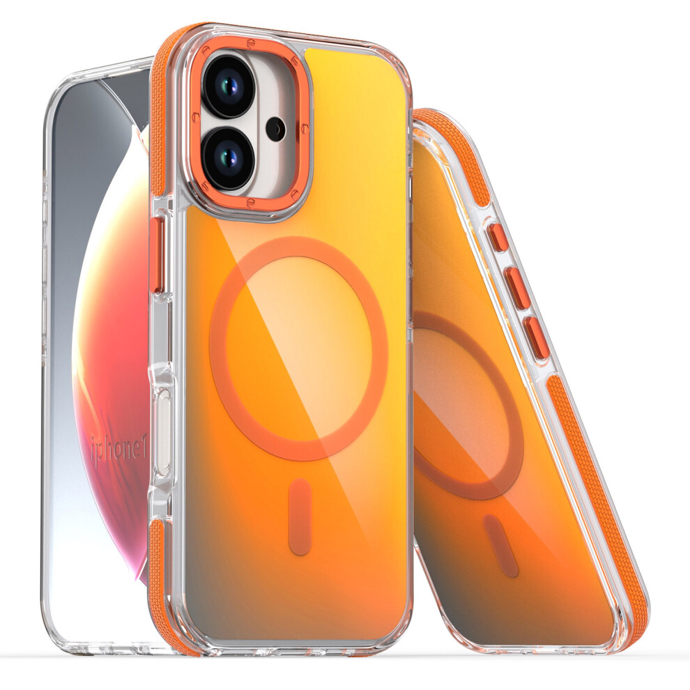 (Orange) For Iphone 17 Case Compatible With Magsafe Cute Fluorescent Design Tpu Acrylic Phone Back Cover Orange 6914298536643