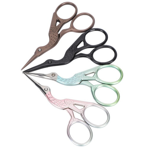 Stork Bird Scissors Hot Forged Golden Silver 1 Pair 1