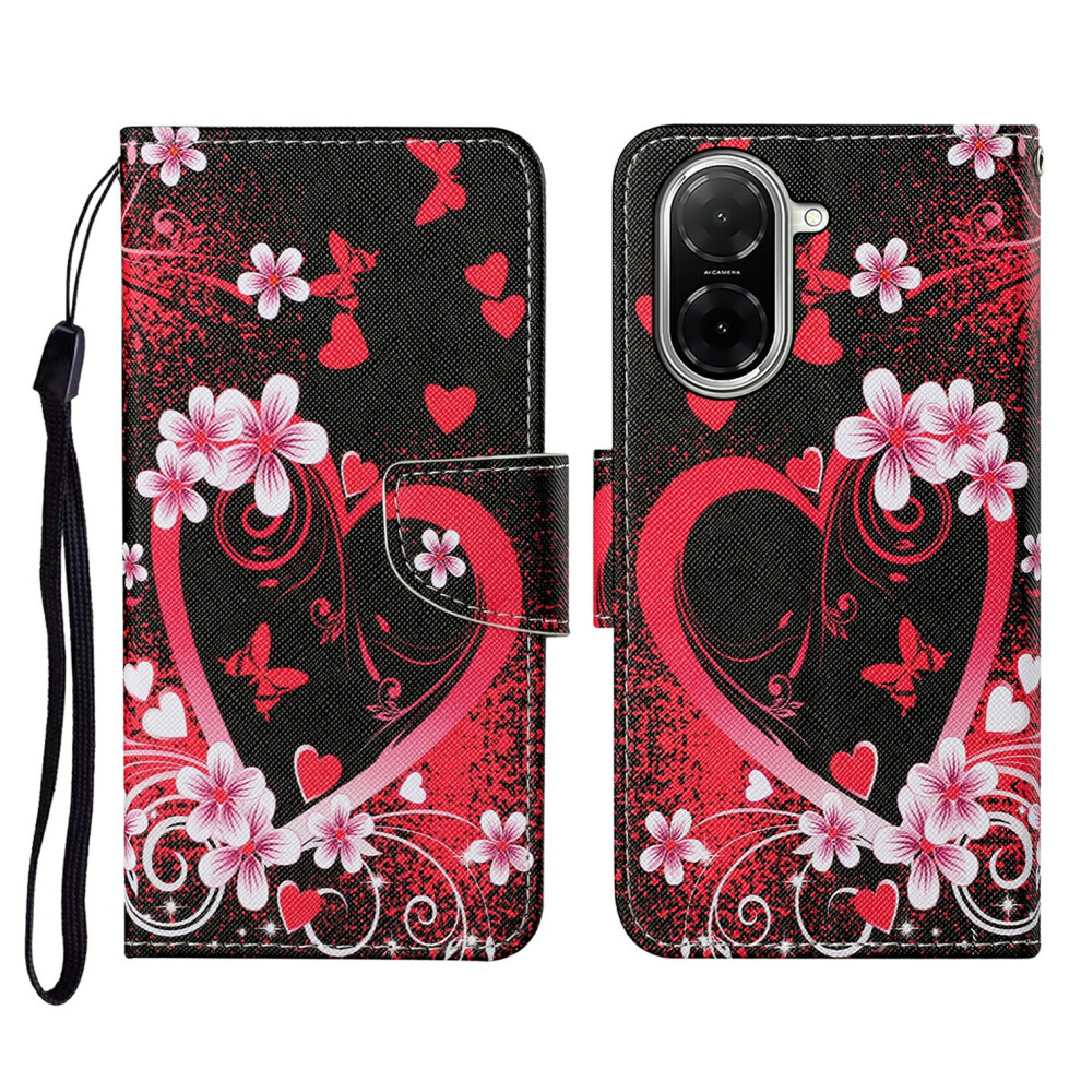 ( Heart) For Xiaomi Mi A5 4G (171.7Mm) Case Pattern Printing Protective Leather Folio Phone Cover With Wrist Strap Red 6914299378617