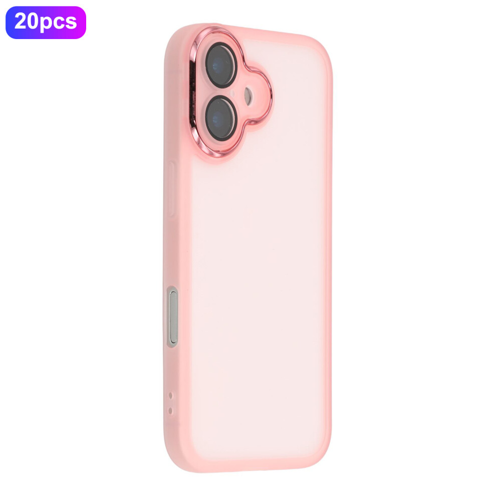 (Transparent ) Bulk Purchasing 20Pcs For Iphone 17 Case Electroplated Camera Frame Tpu Phone Cover Precise Cutouts Pink 6914293279255