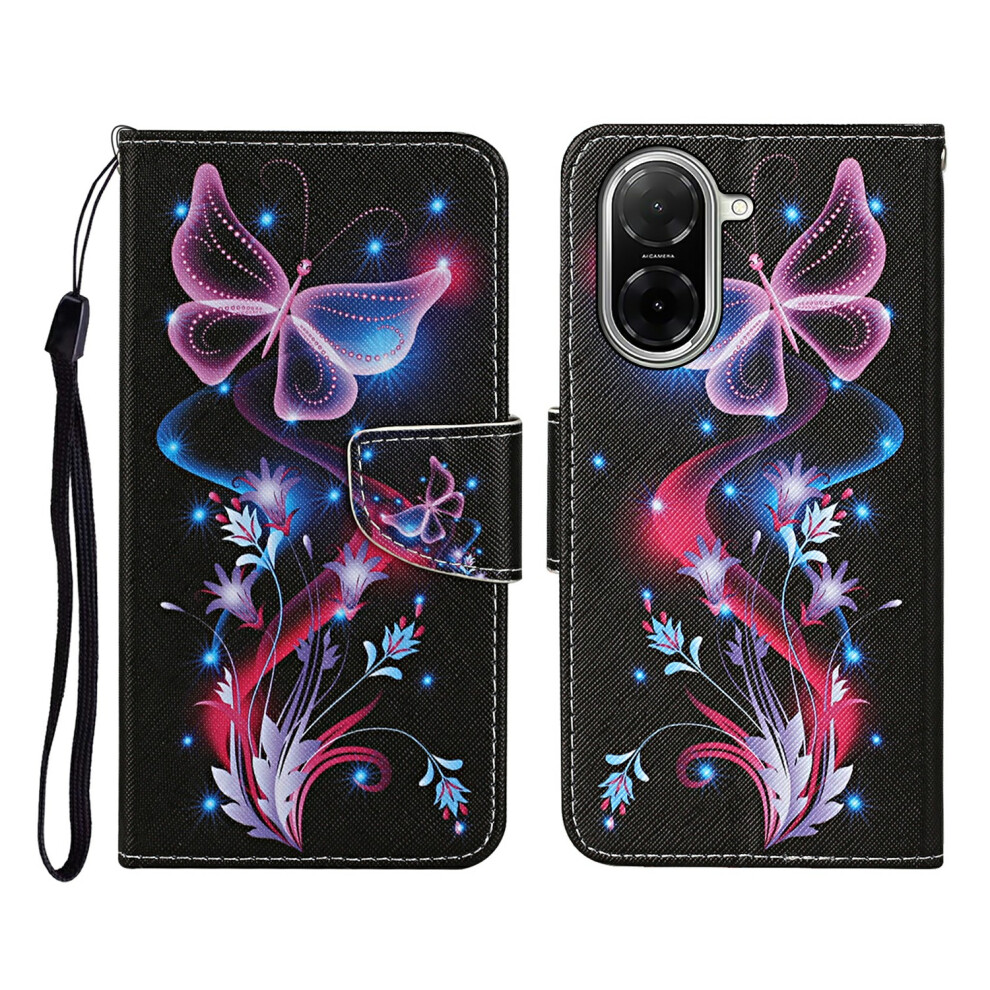 (Glowing Butterfly) For Xiaomi Redmi A5 4G (171.7Mm) Case Pattern Printing Protective Leather Folio Phone Cover With Wrist Strap 6914292447471