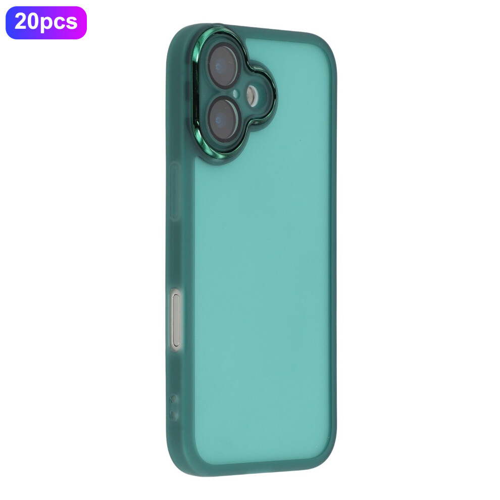 (Transparent ) Bulk Purchasing 20Pcs For Iphone 17 Case Electroplated Camera Frame Tpu Phone Cover Precise Cutouts Green 6914294218895