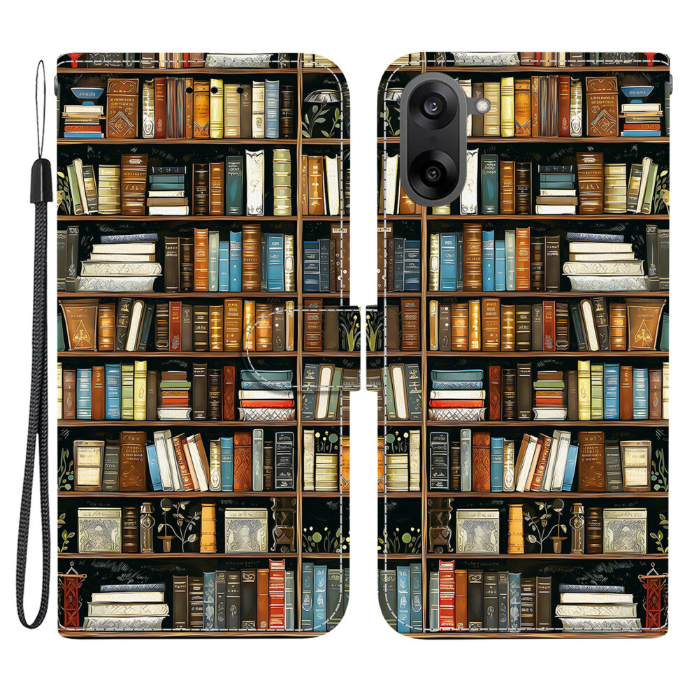 (Bookshelf) For Oneplus Nord Ce5 5G / Ace 5 Racing 5G Leather Case Stand Wallet Pattern Printing Phone Cover With Wrist Strap 6914299648635