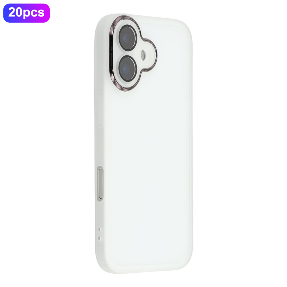(Transparent ) Bulk Purchasing 20Pcs For Iphone 17 Case Electroplated Camera Frame Tpu Phone Cover Precise Cutouts White 6914293377685