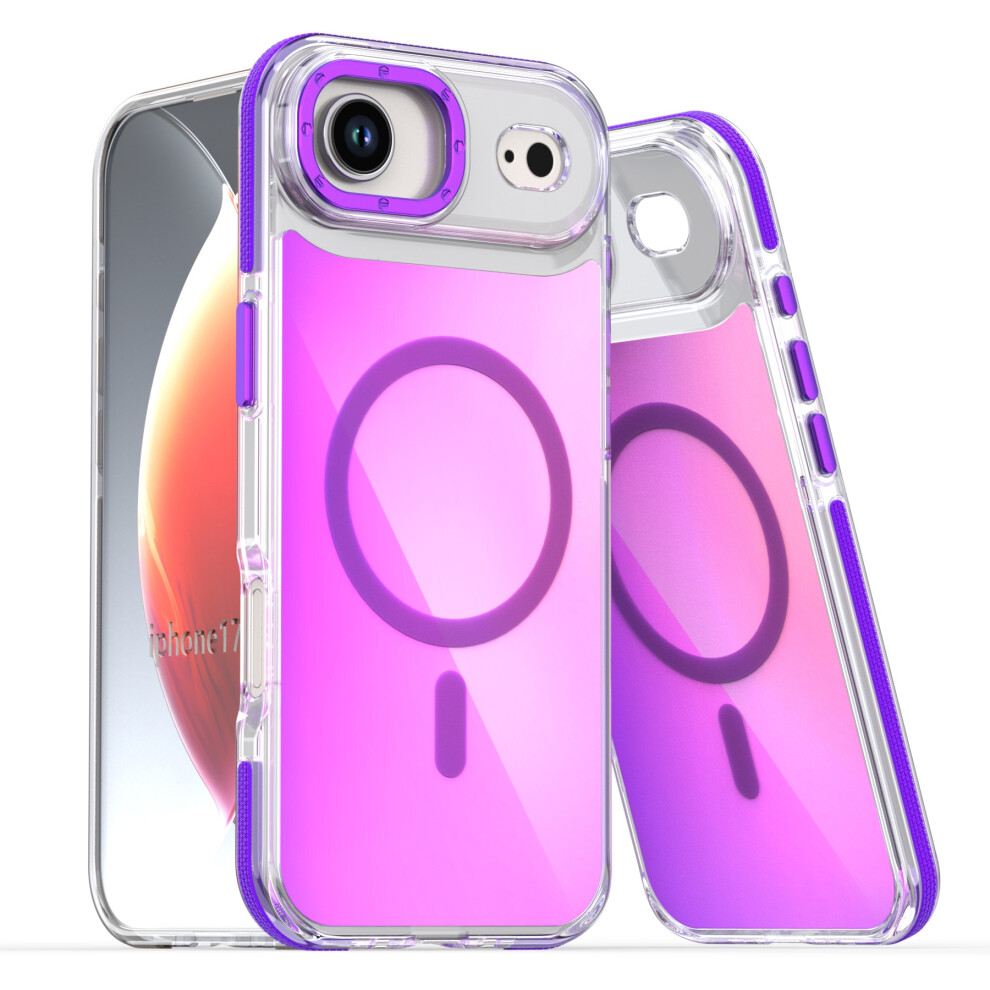 (Purple) For Iphone Air Case Compatible With Magsafe Cute Fluorescent Design Tpu Acrylic Phone Back Cover Purple 6914291908775