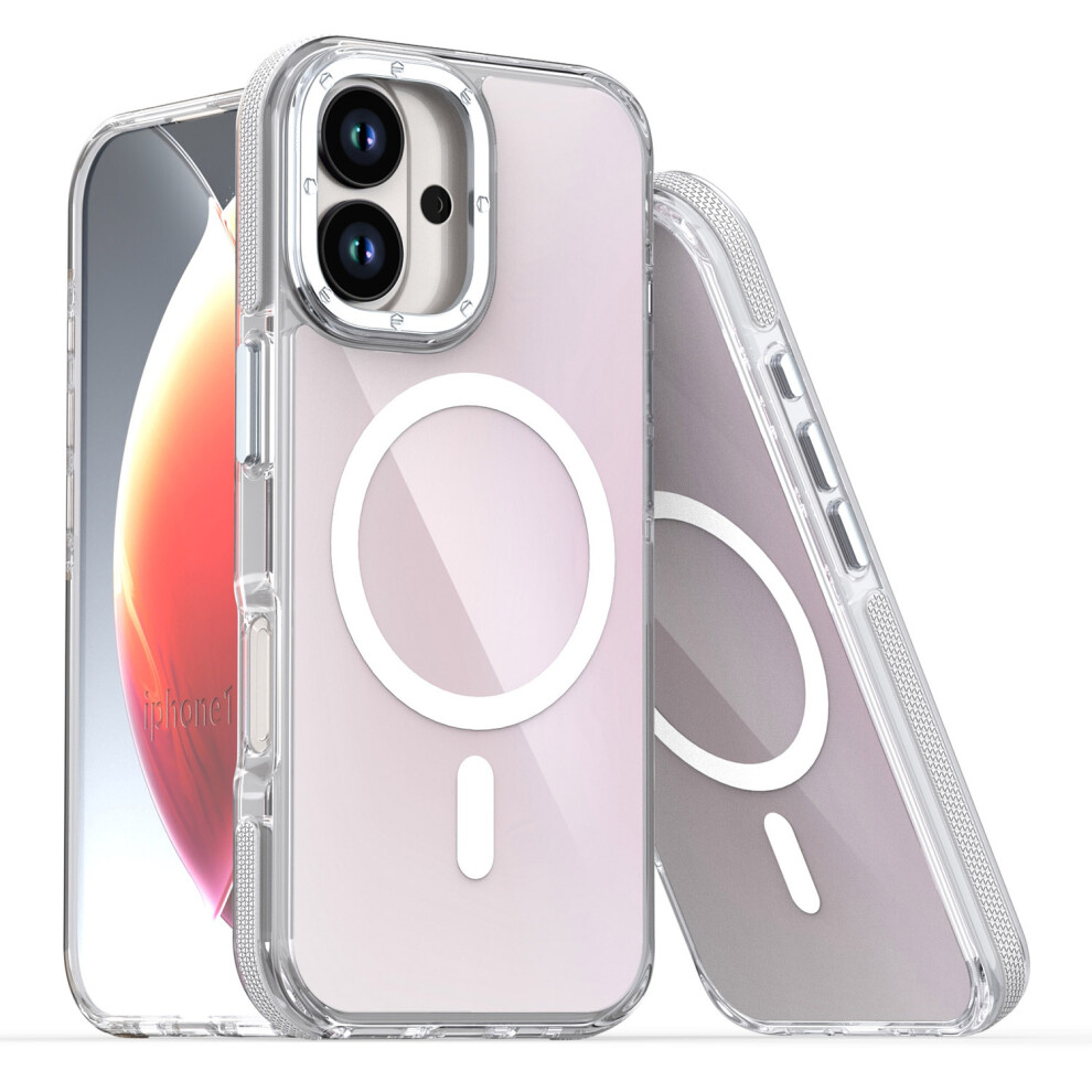 (White) For Iphone 17 Case Compatible With Magsafe Cute Fluorescent Design Tpu Acrylic Phone Back Cover White 6914294773127