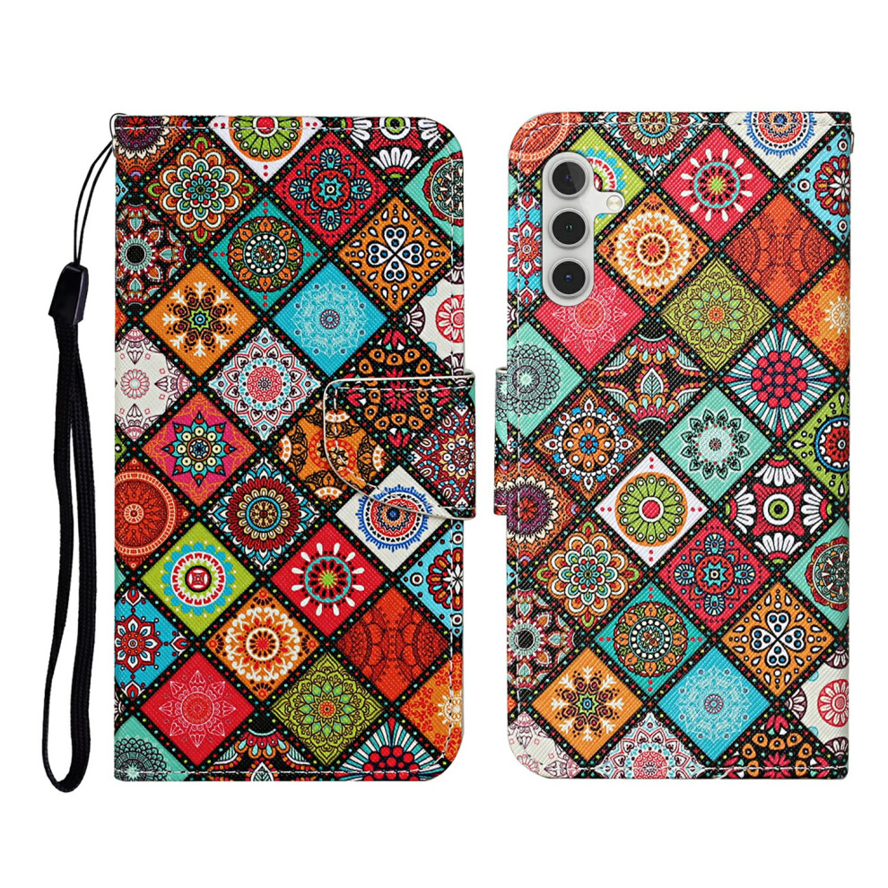 (Ethnic Style) For Samsung Galaxy A17 5G / A17 4G / A26 5G / A16 5G / A16 4G Case Pattern Printing Protective Leather Folio Phone Cover With Wris 6914295762168