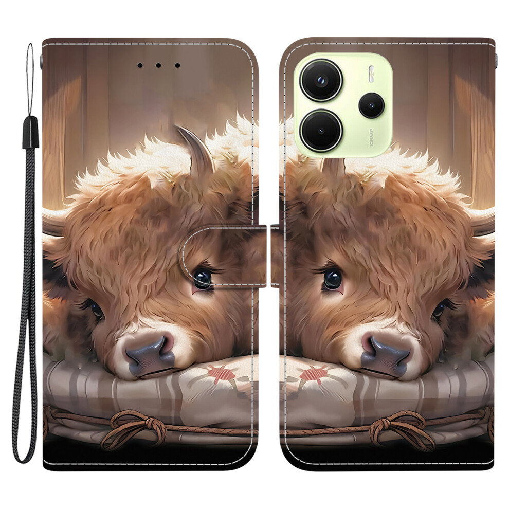 (Calf) For Xiaomi Redmi Note 14 4G (163.25Mm) Leather Case Stand Wallet Pattern Printing Phone Cover With Wrist Strap 6914293733078