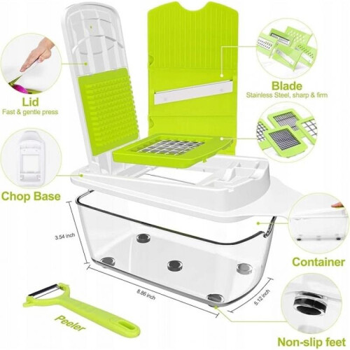23 in 1 Vegetable Cutter, Stainless Steel Blade, Ergonomic Design, Easy to Clean, Multi-Function Kitchen Slicer 1
