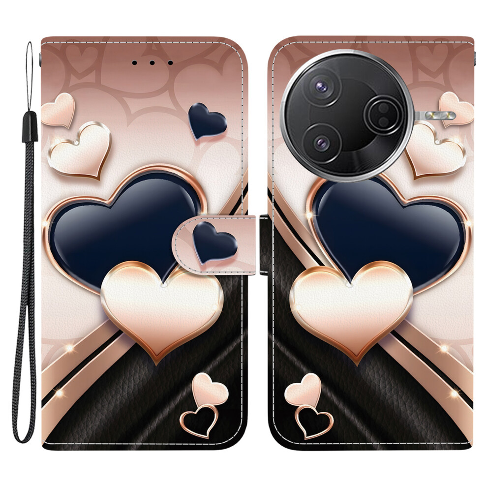 (Love) Leather Case For Xiaomi Redmi K80 Pro 5G / K80 5G / Poco F7 Pro 5G / F7 Ultra 5G Pattern Printing Phone Cover With Wrist Str 6914299408444