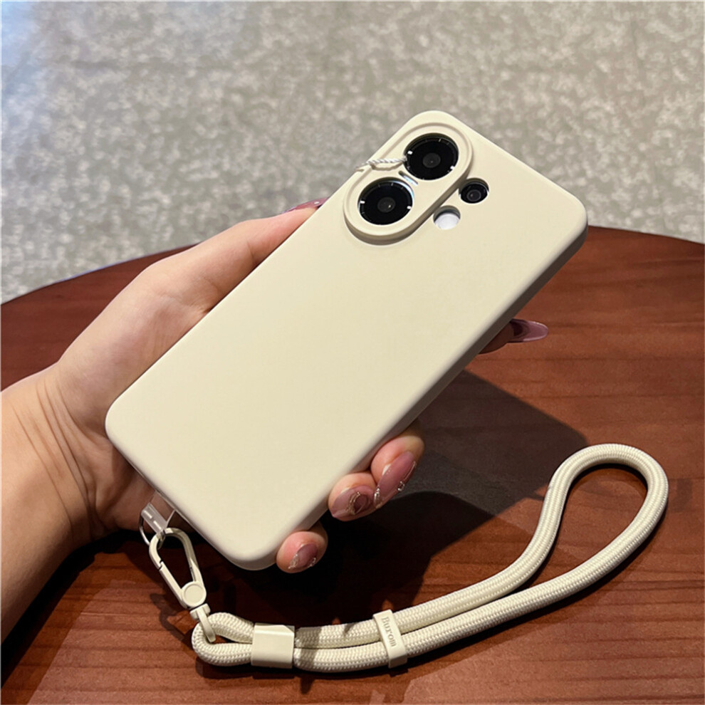 (Antique ) For Vivo S30 5G Case Precise Cutouts Liquid Silicone + Pc Phone Cover With Wrist Strap White 6914293120427