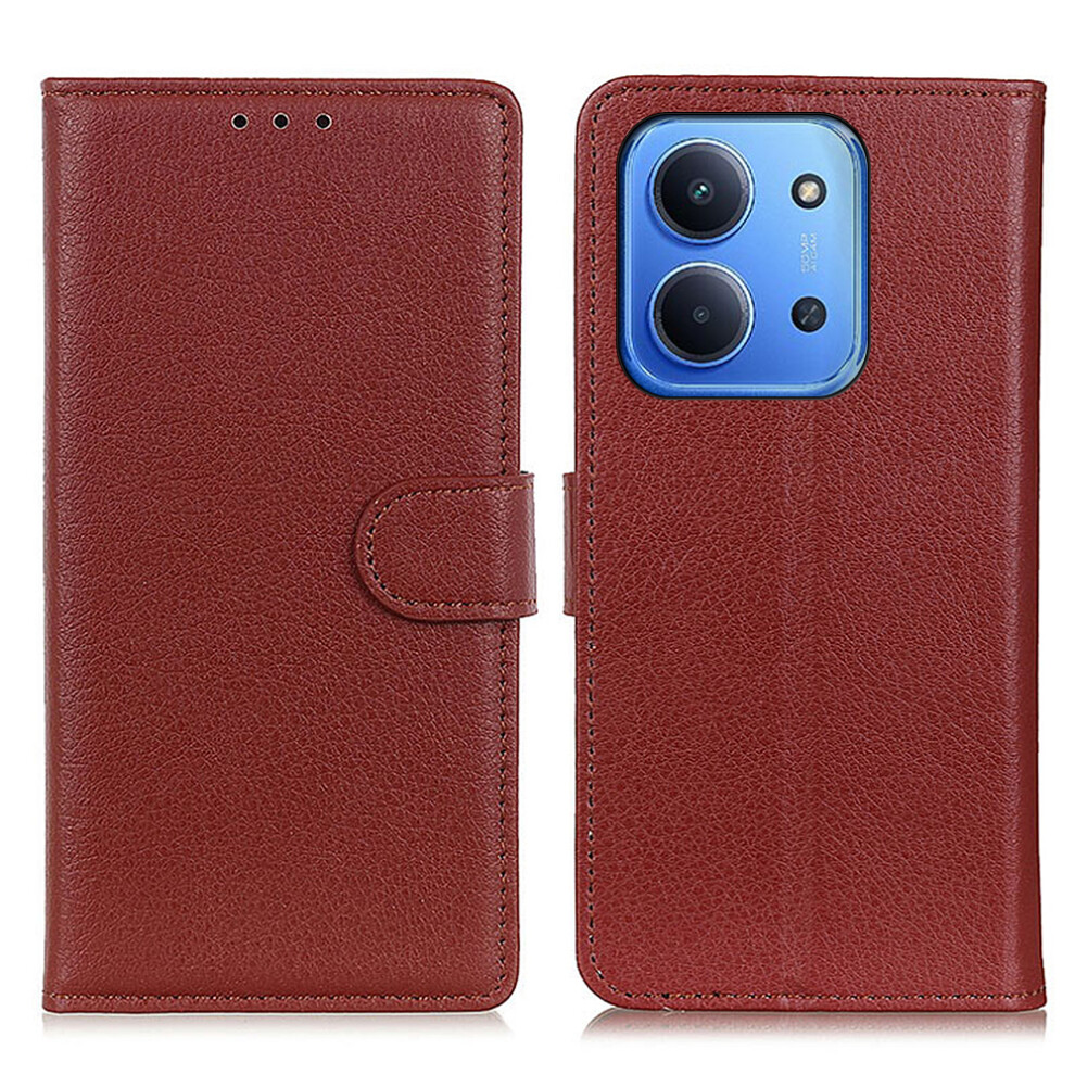 (Brown) For Xiaomi Redmi 15C 4G (Global) (171Mm) / Poco C85 4G (171Mm) Wallet Case Pu Leather Phone Cover Litchi Texture Brown 6914298564523