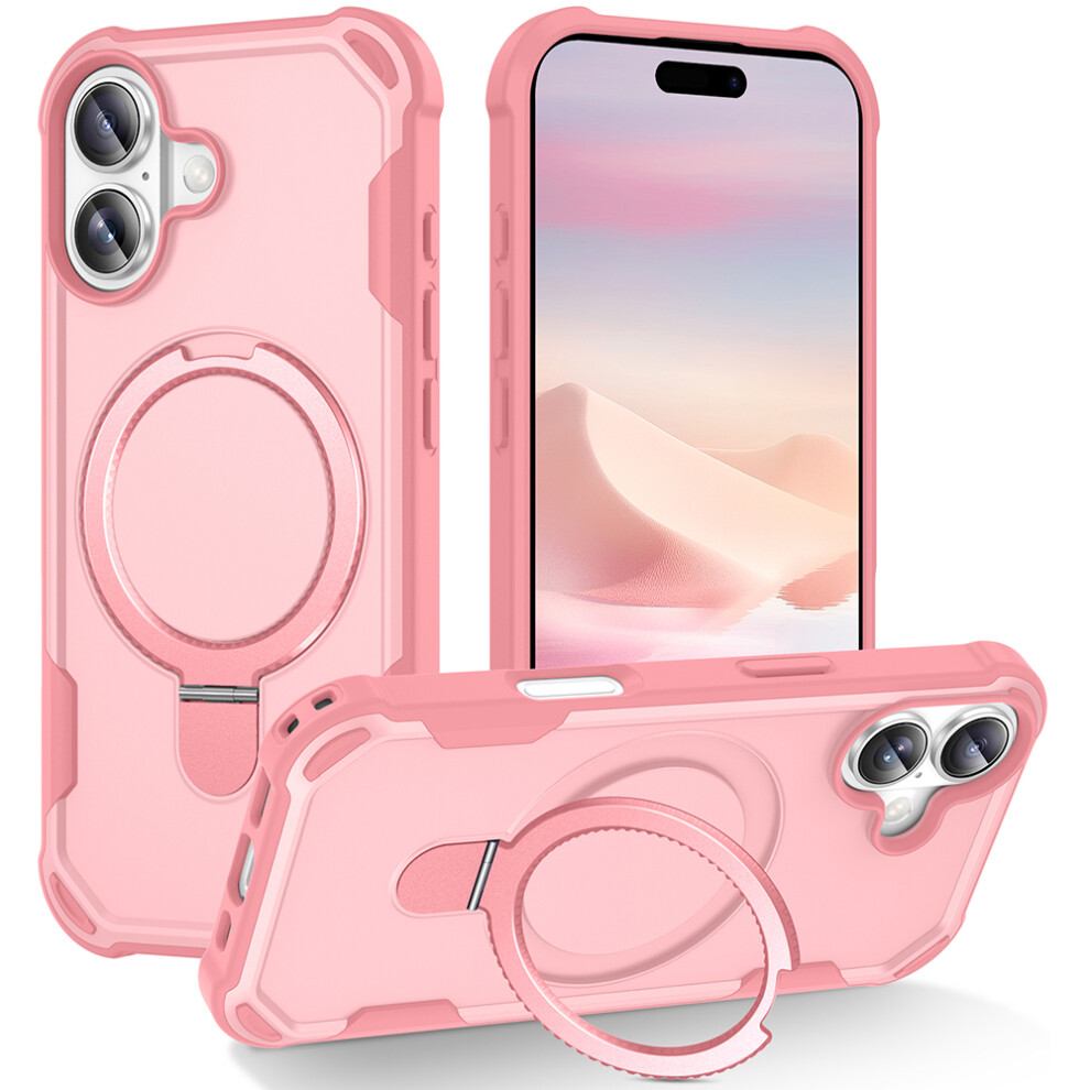 (Pink) For Iphone 17 Case Compatible With Magsafe Kickstand Tpu + Pc Shockproof Phone Back Cover Pink 6914297571188