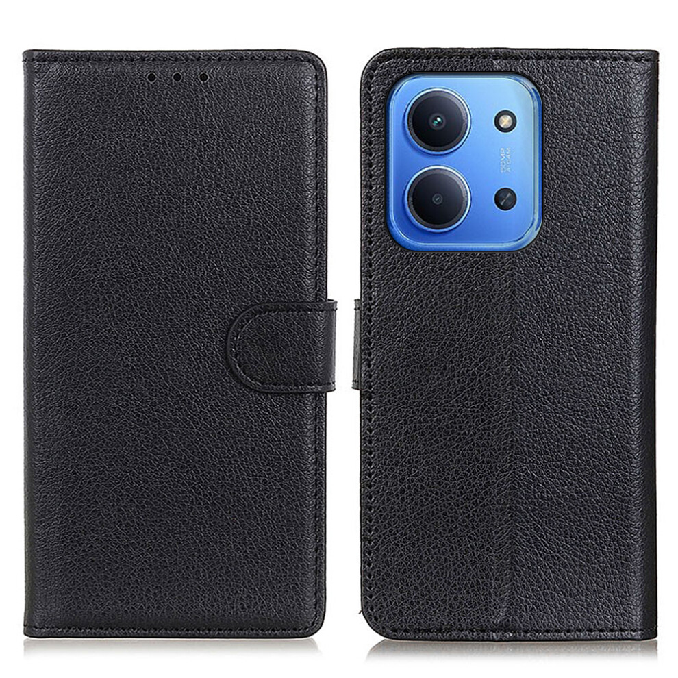 (Black) For Xiaomi Redmi 15C 4G (Global) (171Mm) / Poco C85 4G (171Mm) Wallet Case Pu Leather Phone Cover Litchi Texture Black 6914291040741