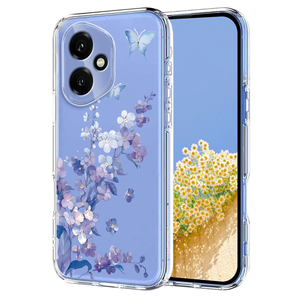 (Violets) For Honor 400 5G (Global) Case Butterfly Floral Pattern Printing Tpu Phone Back Cover 6914294086807
