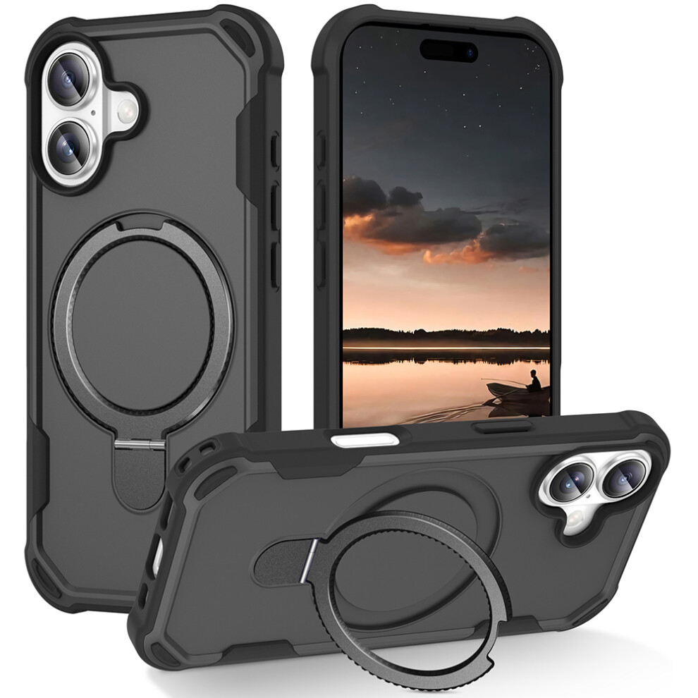 (Black) For Iphone 17 Case Compatible With Magsafe Kickstand Tpu + Pc Shockproof Phone Back Cover Black 6914297692616