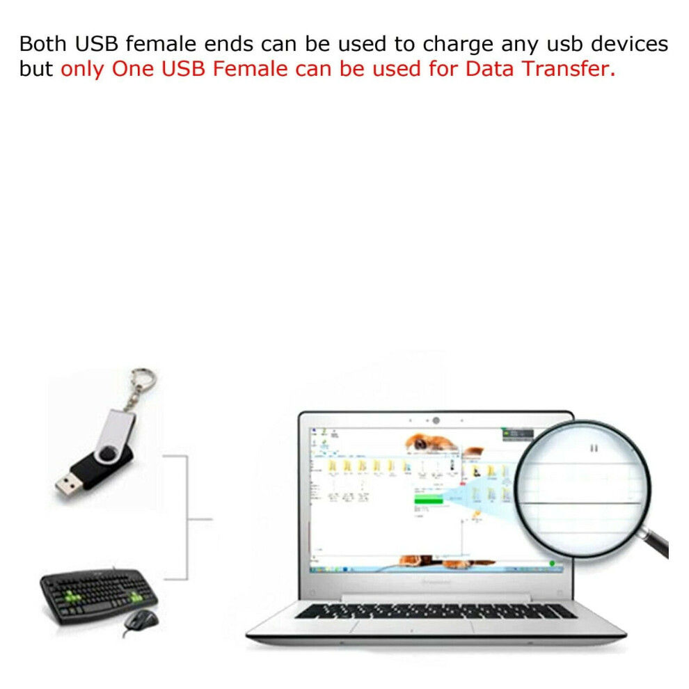 Usb 2.0 A-Male To Dual Usb-Female Y-Splitter Cable 900881669528