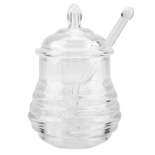 Tarro de miel transparente con forma de colmena, 245 ml, con gotero.