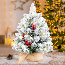 Avtoify Mini-Weihnachtsbaum mit Beleuchtung, beflockt, 55 cm (21,65 Zoll)
