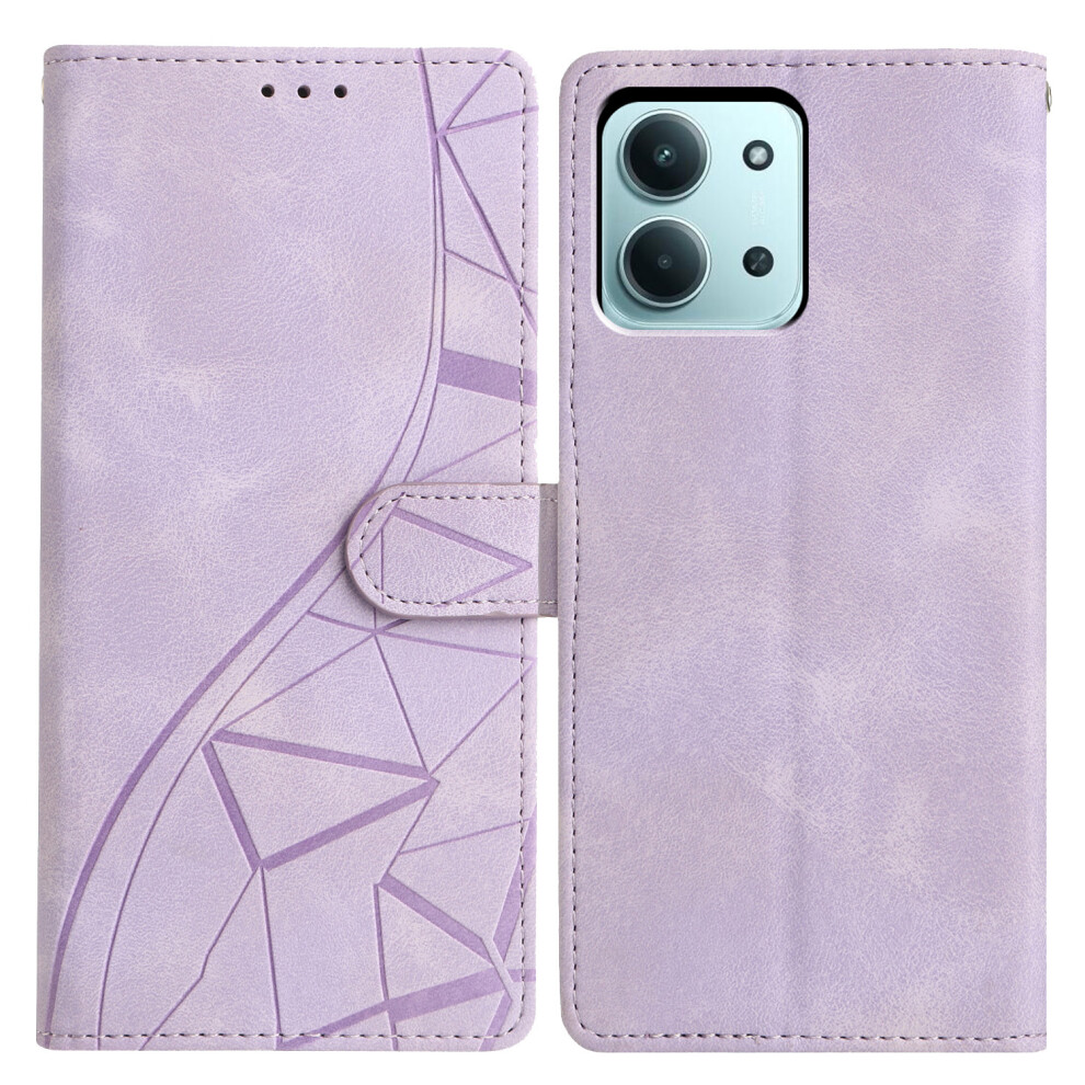 (Purple) For Xiaomi Redmi 15C 4G (Global) (171Mm) / Poco C85 4G (171Mm) Case Wallet Stand Imprinted Triangle Pattern Leather Phone Flip Cov Purple 6914297293172