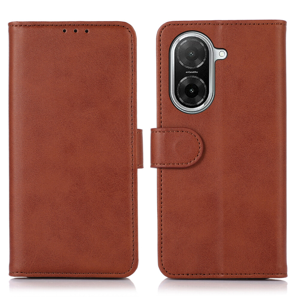 (Brown) For Xiaomi Poco C71 4G / Redmi A5 4G (171.7Mm) Case Cowhide Texture Leather Wallet Phone Cover With Stand Brown 6914299724193
