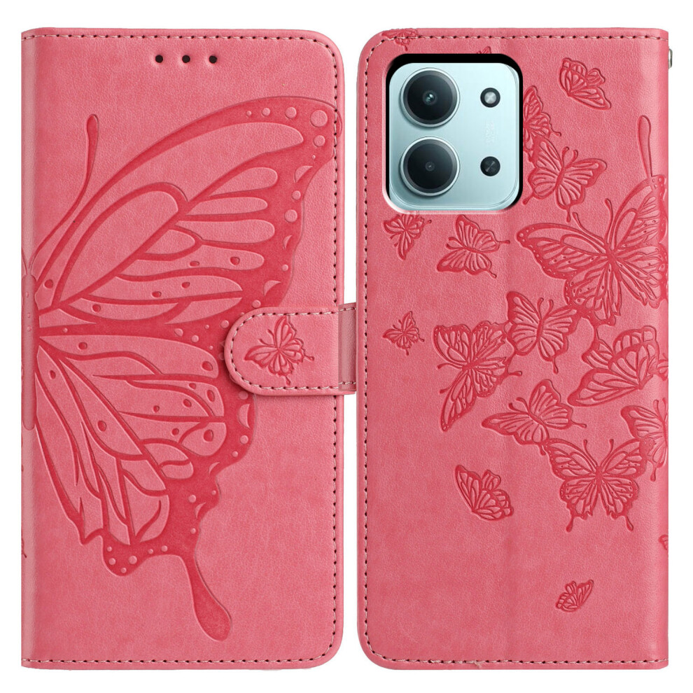(Rose) For Xiaomi Redmi 15C 4G (Global) (171Mm) / Poco C85 4G (171Mm) Case Butterfly Imprint Wallet Stand Pu Leather Flip Phone Cover Wit 6914297467894