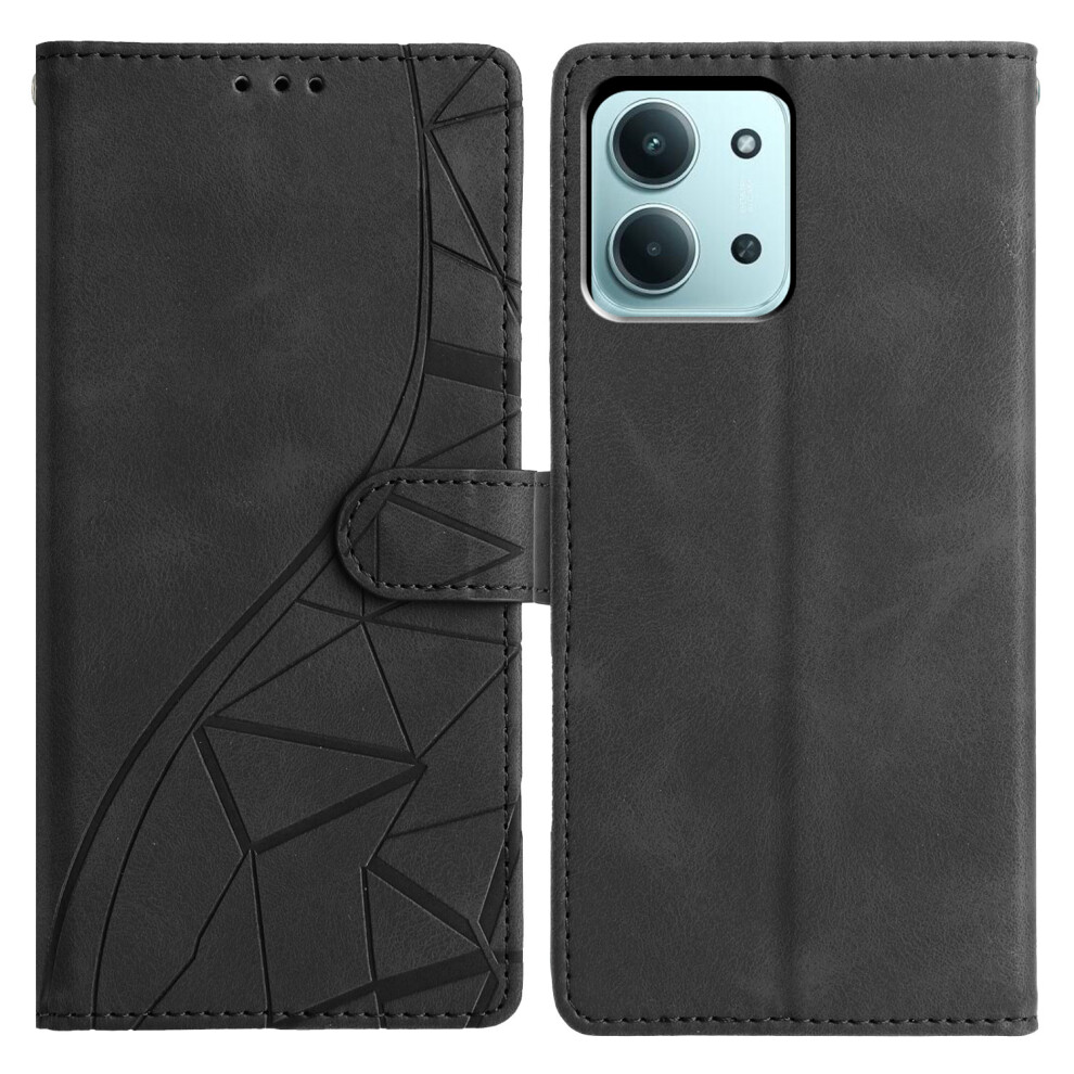 (Black) For Xiaomi Redmi 15C 4G (Global) (171Mm) / Poco C85 4G (171Mm) Case Wallet Stand Imprinted Triangle Pattern Leather Phone Flip Cov Black 6914290622597