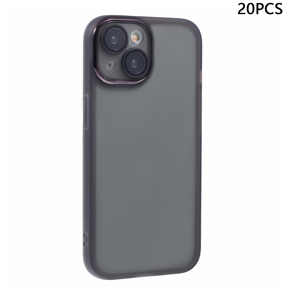 (Transparent ) Bulk Purchasing 20Pcs For Iphone 13 Case Electroplated Camera Frame Tpu Phone Cover Precise Cutouts Black 6914294665590