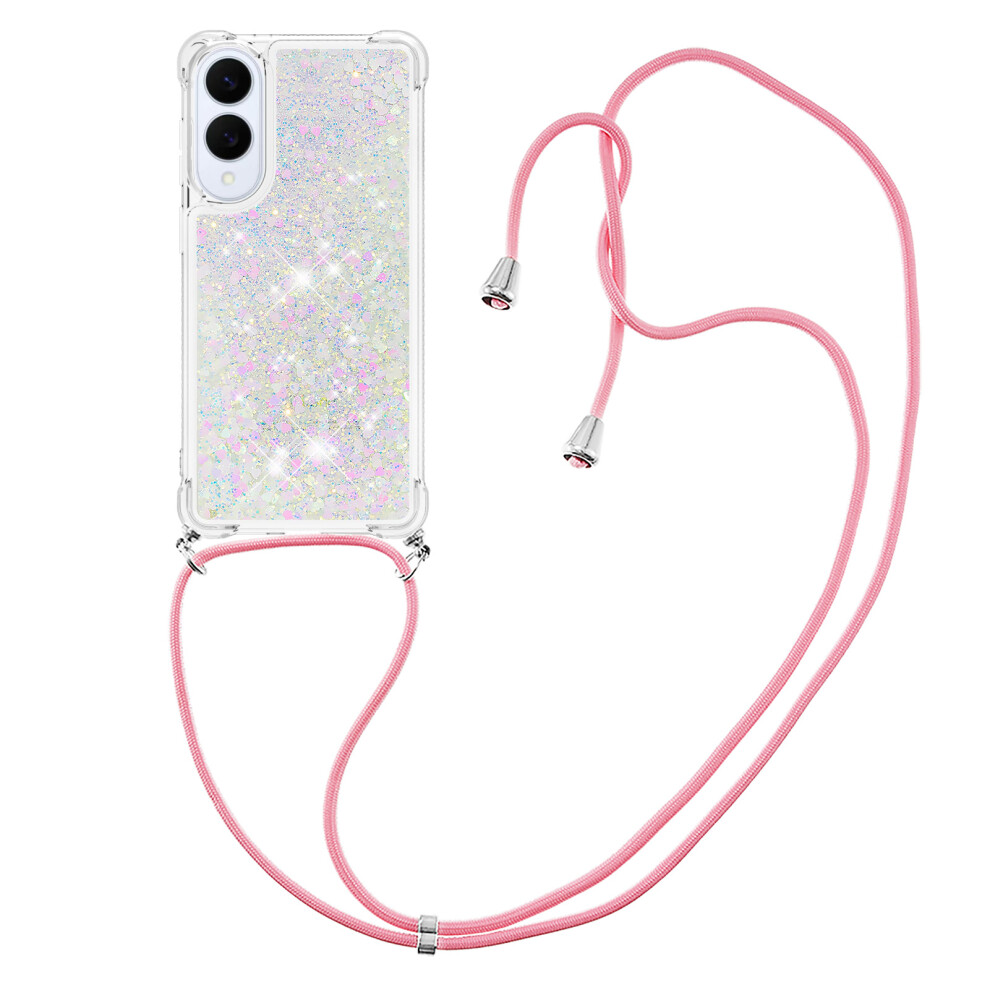 (Laser / Hearts) For Samsung Galaxy S25 Edge Tpu Case Quicksand Phone Cover With Lanyard 6914299808435