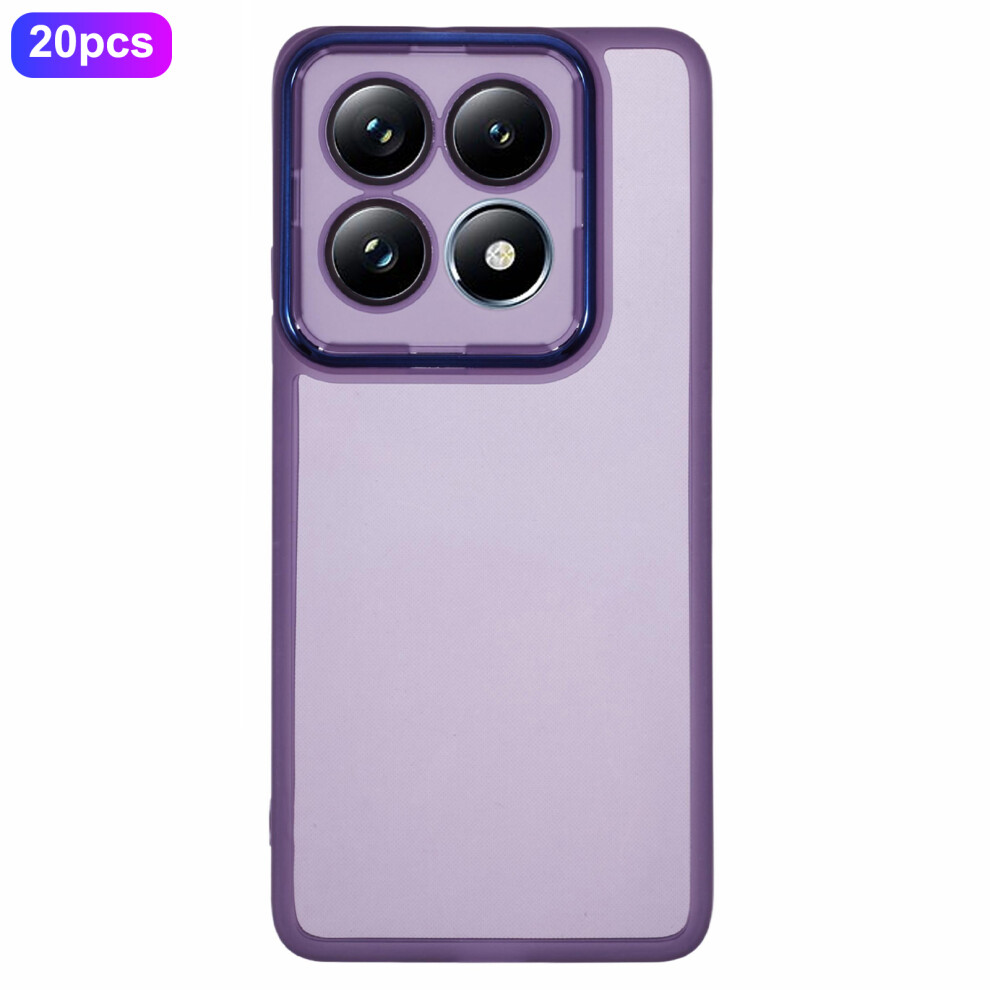 (Transparent ) Bulk Purchasing 20Pcs For Xiaomi 14T Case Electroplated Camera Frame Tpu Phone Cover Precise Cutouts Purple 6914294947849
