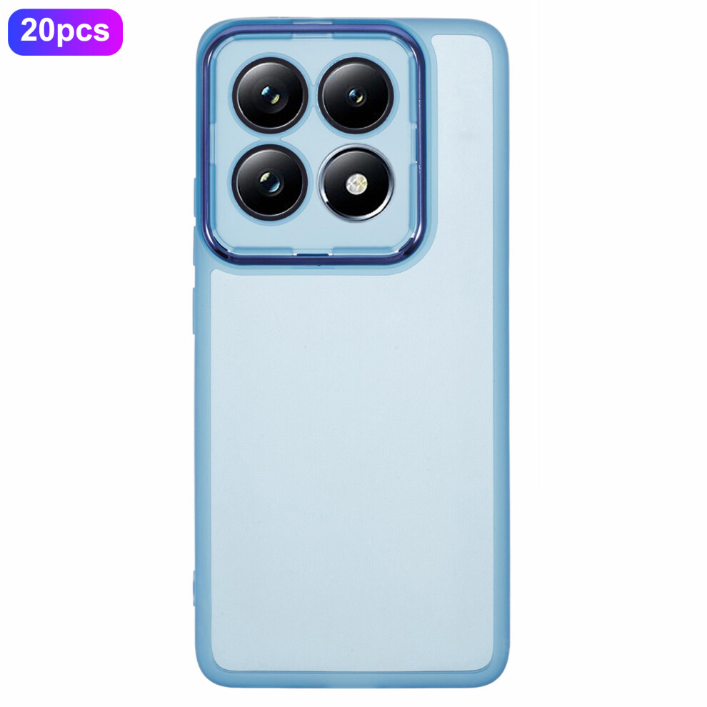 (Transparent ) Bulk Purchasing 20Pcs For Xiaomi 14T Case Electroplated Camera Frame Tpu Phone Cover Precise Cutouts Blue 6914298242483